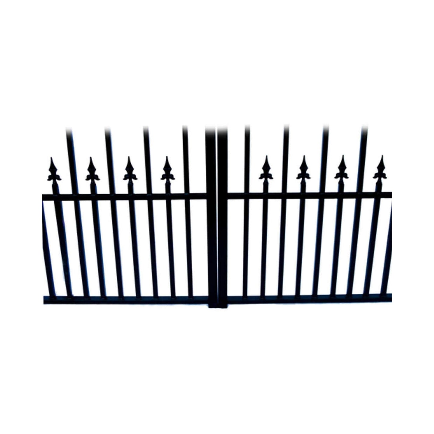 [12-18FT] Heavy-Duty Prague-Style Powder-Coated Galvanized Steel Dual Swing Driveway Gate (SAK48530)