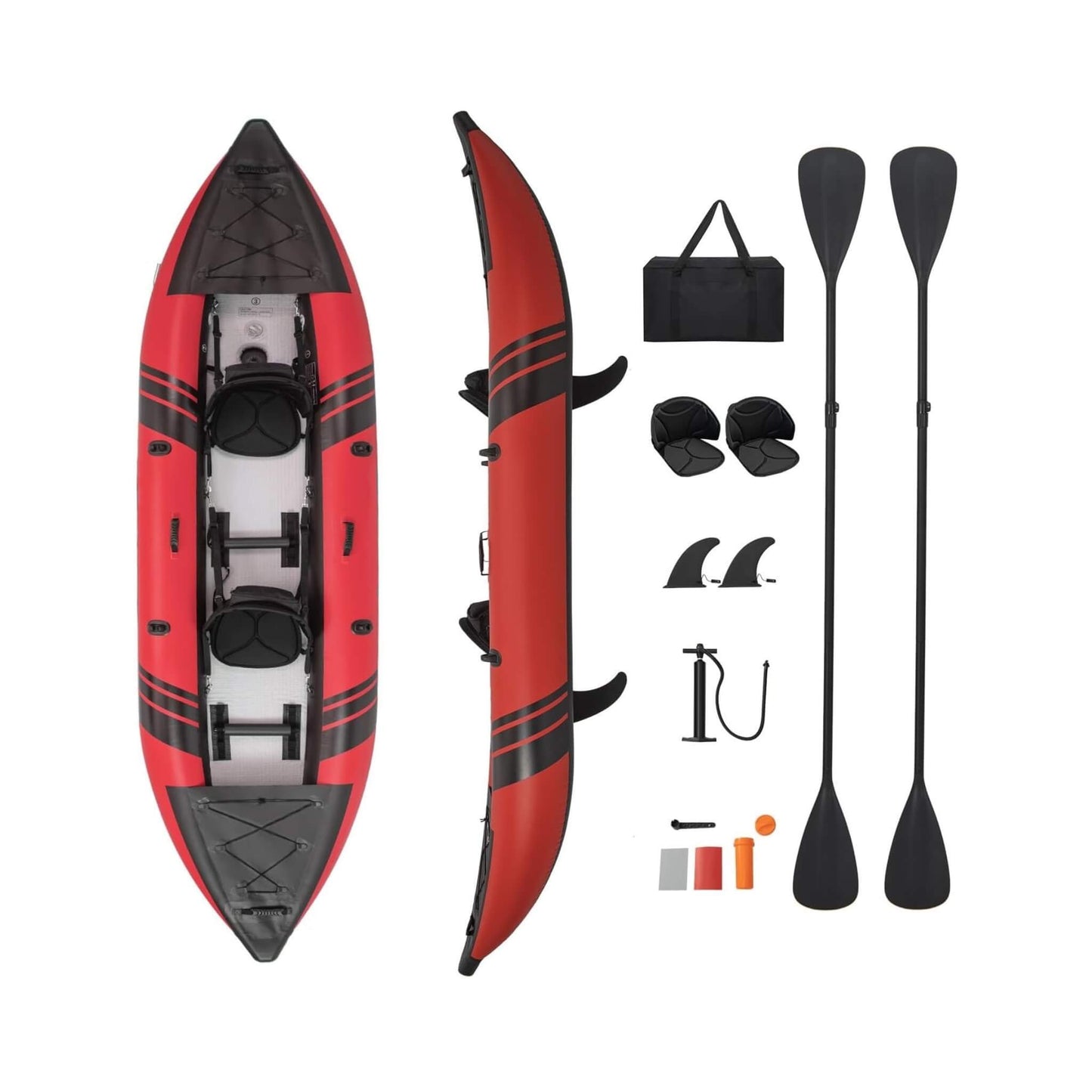 Premium 12FT 2-Person Inflatable Tandem Kayak Kit With Pump And Paddles (SAK94816)