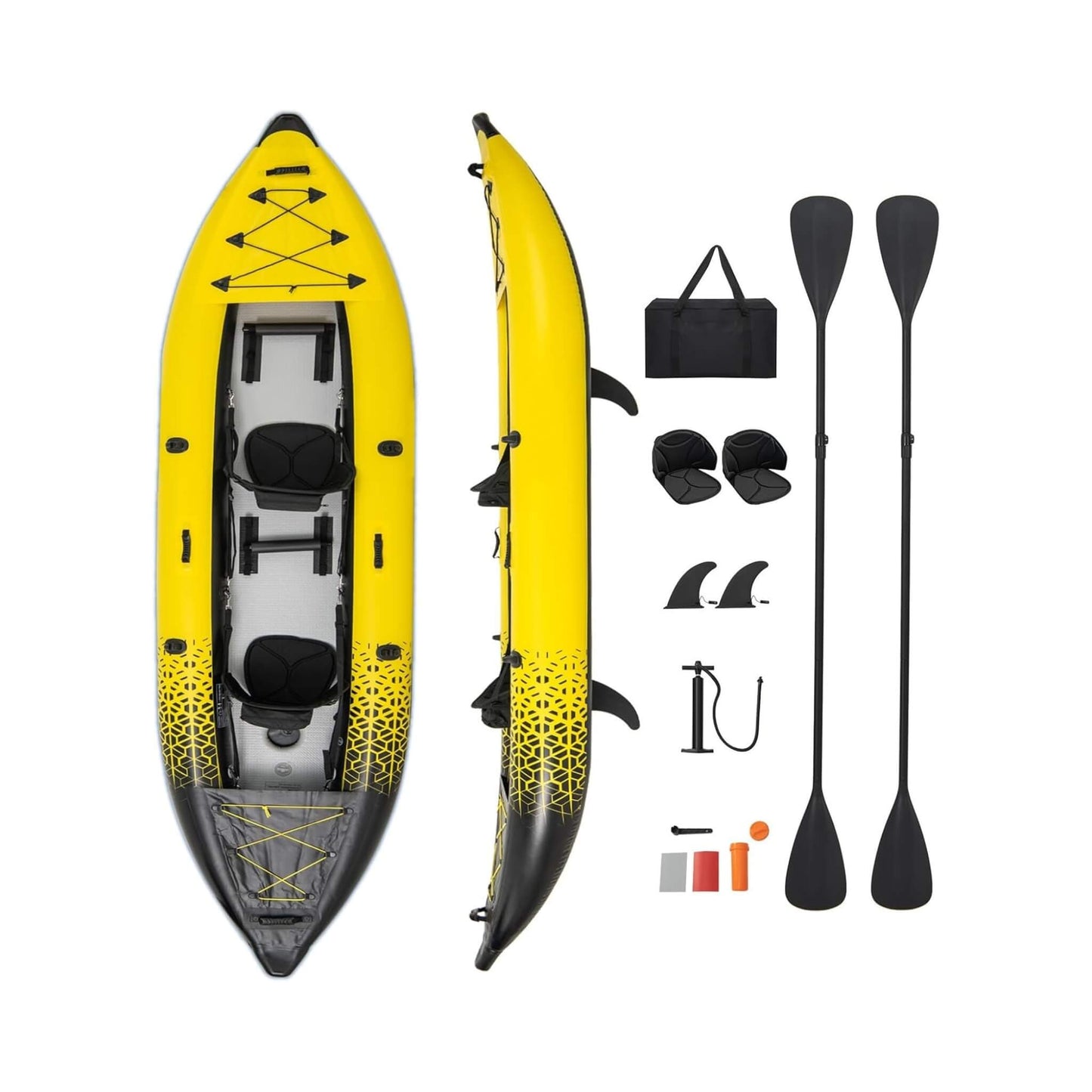 Premium 12FT 2-Person Inflatable Tandem Kayak Kit With Pump And Paddles (SAK94816)