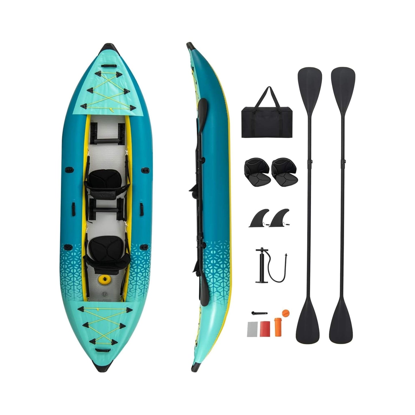 Premium 12FT 2-Person Inflatable Tandem Kayak Kit With Pump And Paddles (SAK94816)