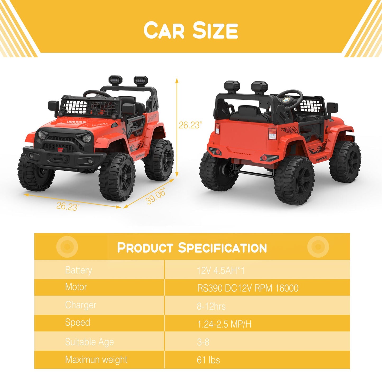 Premium 12V Electric Ride On Car for Kids with Remote Control and Spring Suspension