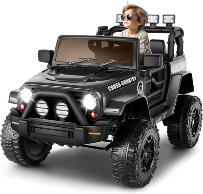 Premium 12V Electric Ride-On Jeep for Kids with Remote Control, LED Lights, AUX & USB, and 3 Speed Options