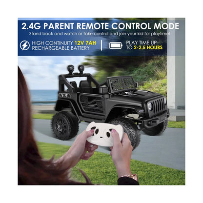 Premium 12V Electric Ride-On Jeep with LED Lights, MP3 Player, Remote Control, and 3 Speed Options