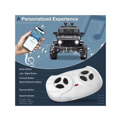 12V Kids Electric Jeep with Remote Control, 3 Speeds, LED Lights, and MP3 Player