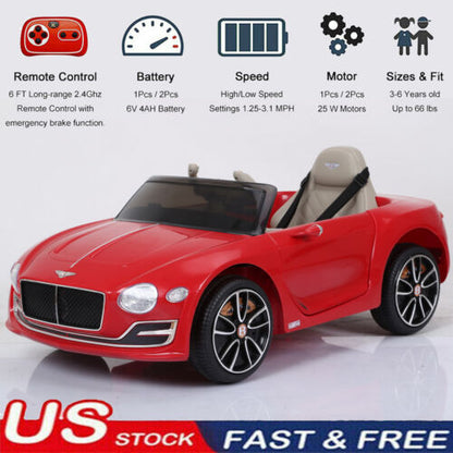 Premium 12V Kids Ride-On Car with Leather Seat and Battery Power - Bentley Inspired Design