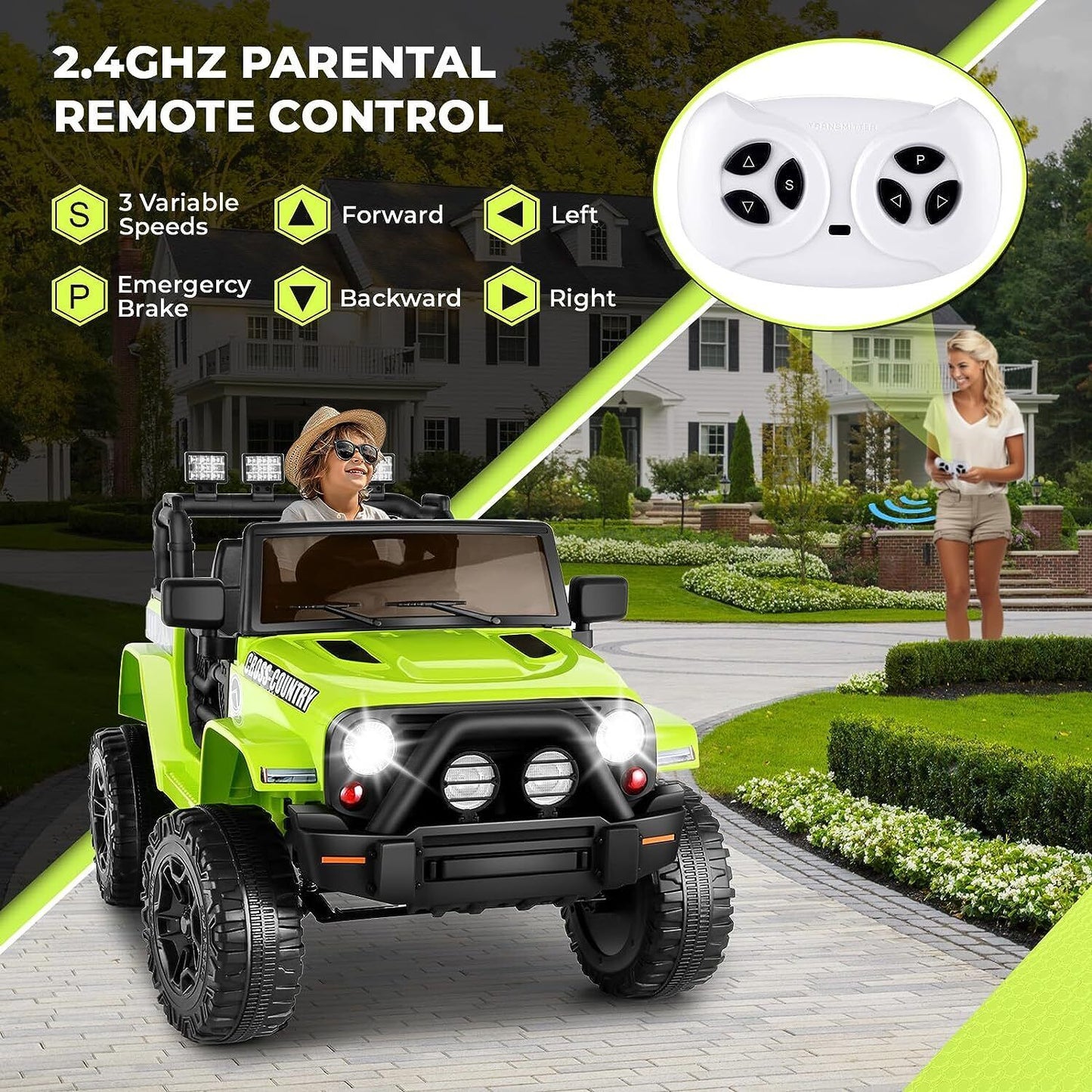 Electric Ride-On Truck for Kids with Remote Control, USB & AUX, 3 Speeds, Ages 3-8