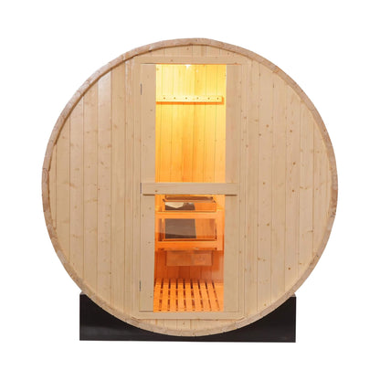 Thermora Haven Premium All-Weather Outdoor Pinewood Barrel Sauna Kit With 4.5KW Heater And Tempered Glass Window [Made-To-Order] (SAK91462)