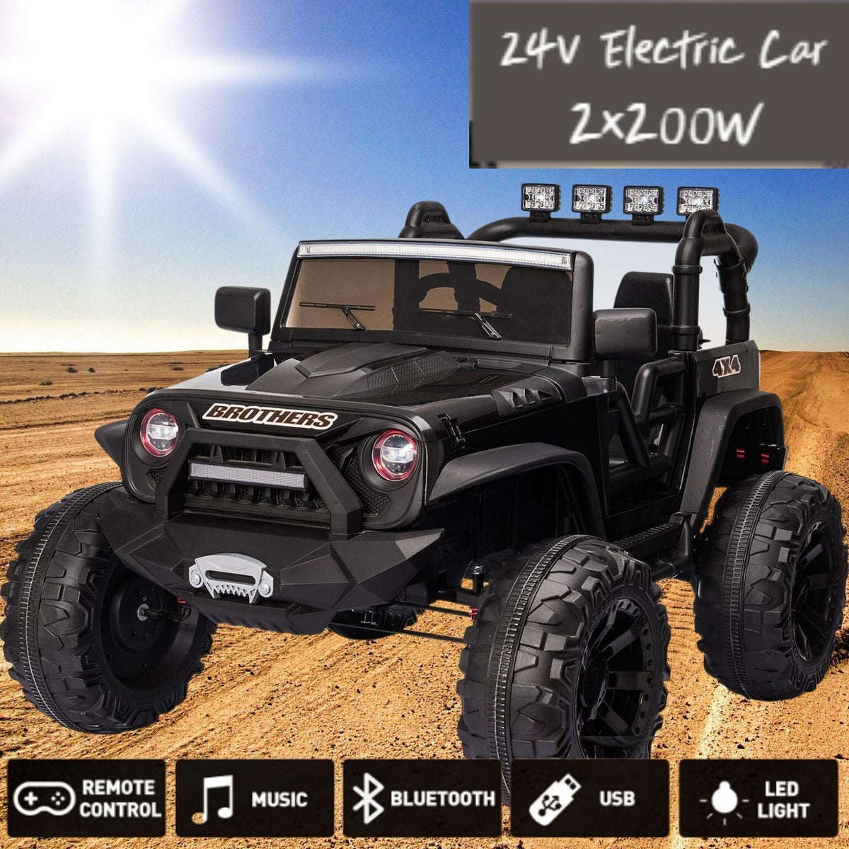 Premium 24V Electric Ride-On Jeep with Remote Control, LED Lights, MP3 Player - Perfect Gift for Kids