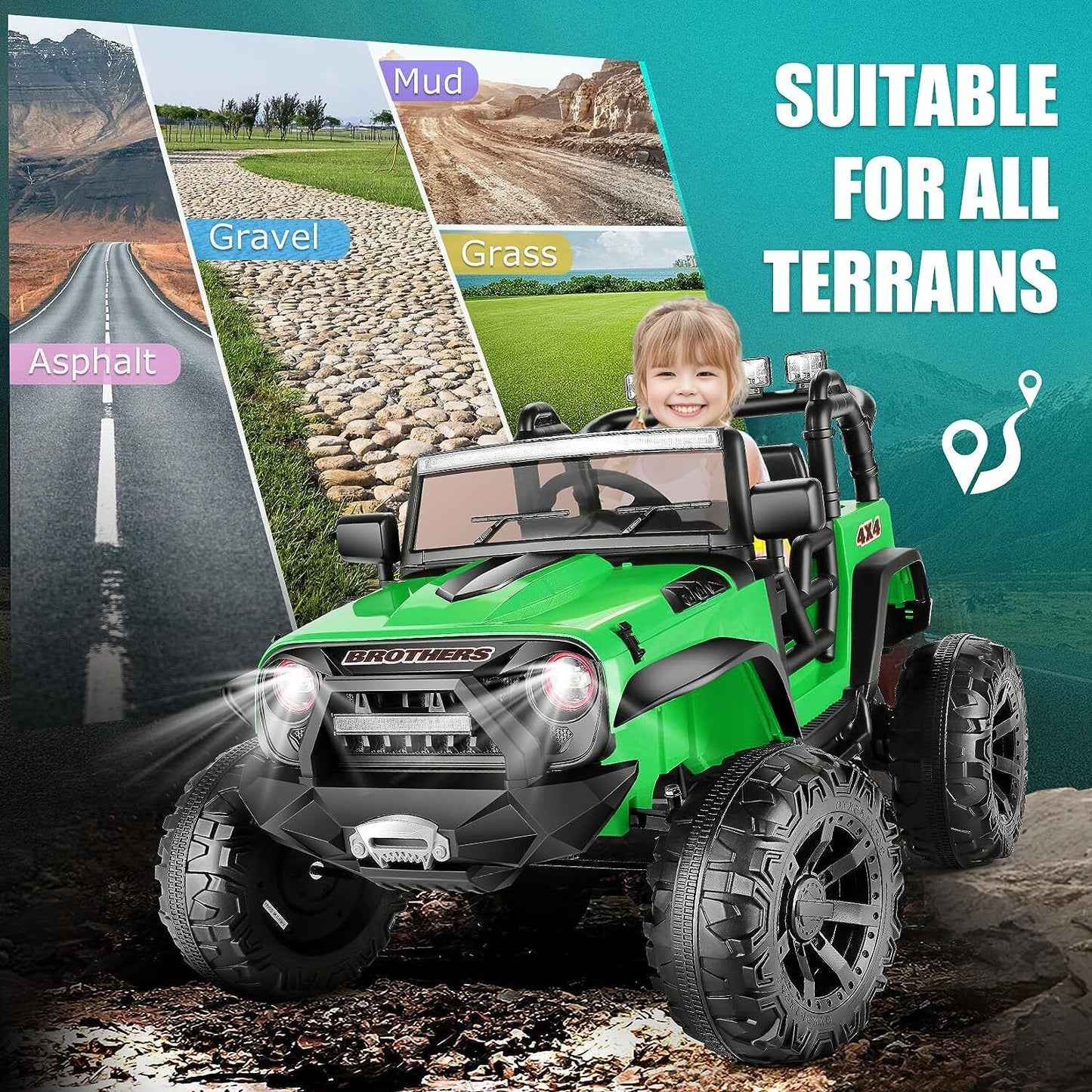Electric 2-Seater Ride On Car for Kids with Remote Control - 24V 2x200W 2WD Toy Vehicle