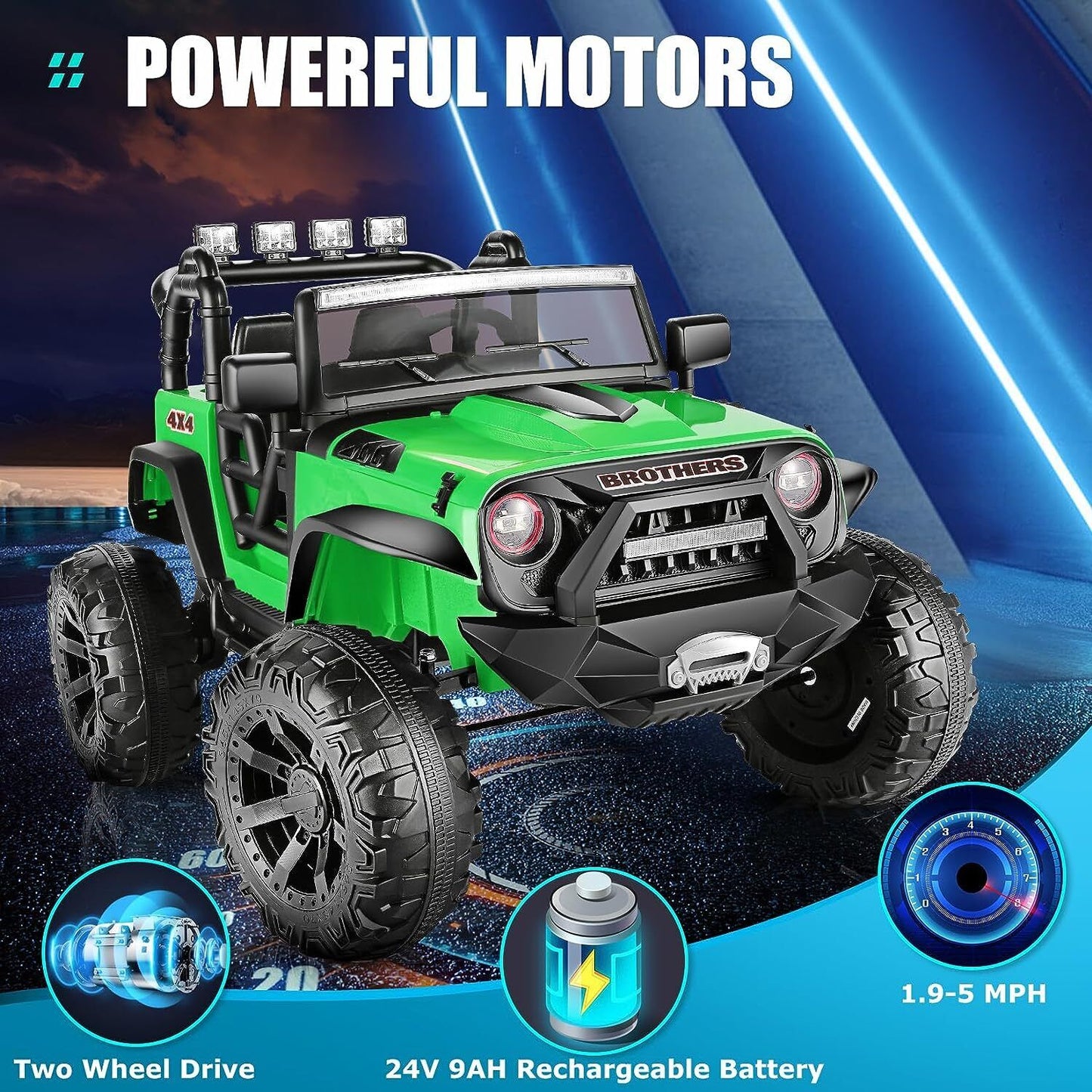 Electric 2-Seater Ride On Car for Kids with Remote Control - 24V 2x200W 2WD Toy Vehicle
