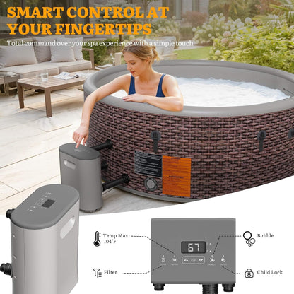 Premium 77-Inch Inflatable 6-Person Drop-Stitch Hot Tub W/ 180 Massage Jets (SAK87132)