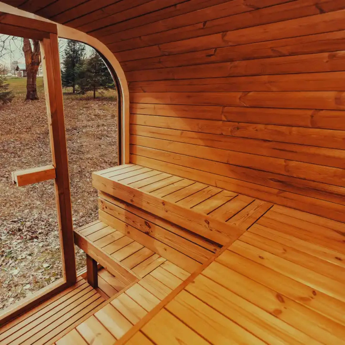 Premium 6-Person Outdoor Scandinavian ThermoWood Cube Sauna Kit With LED Lighting (SAK89146)