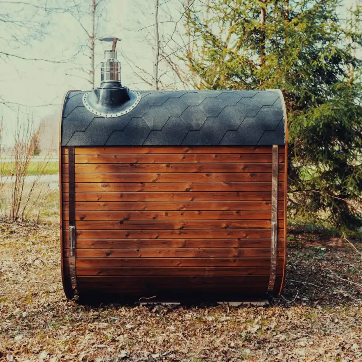 Premium 6-Person Outdoor Scandinavian ThermoWood Cube Sauna Kit With LED Lighting (SAK89146)