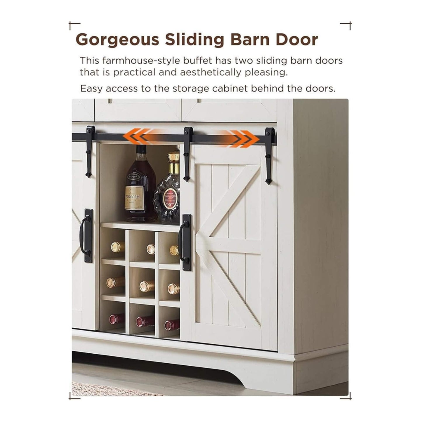 Nuvia Premium 72-Inch Home Bar Wine Cabinet W/ Sliding Barn Door (SAK12947)