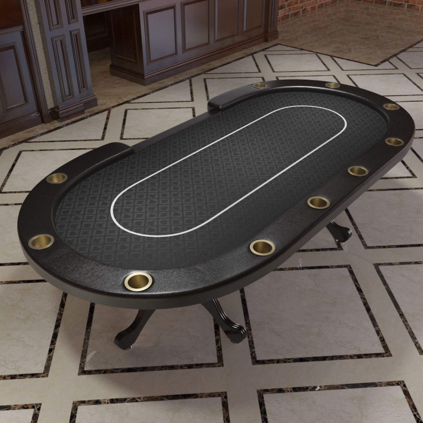 Premium 96-Inch 10-Player Oval Poker Table With Cup Holders (SAK51874)