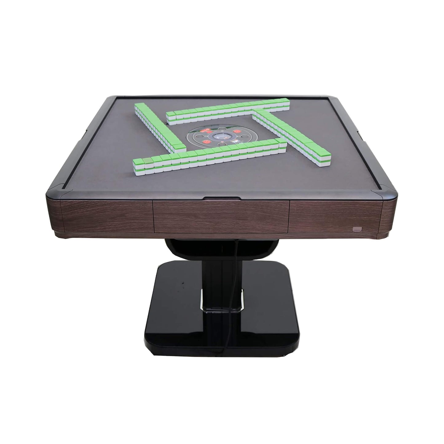 Premium Automatic Folding Mahjong Table With Walnut Finish, Two Set Of 166 40MM Numbered Tiles, And Hard Table Cover (SAK41893)