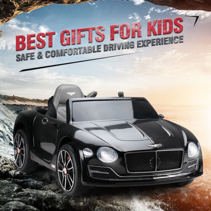 Premium Bentley Style Kids Electric Ride On Car with LED Lights and Remote Control - Black