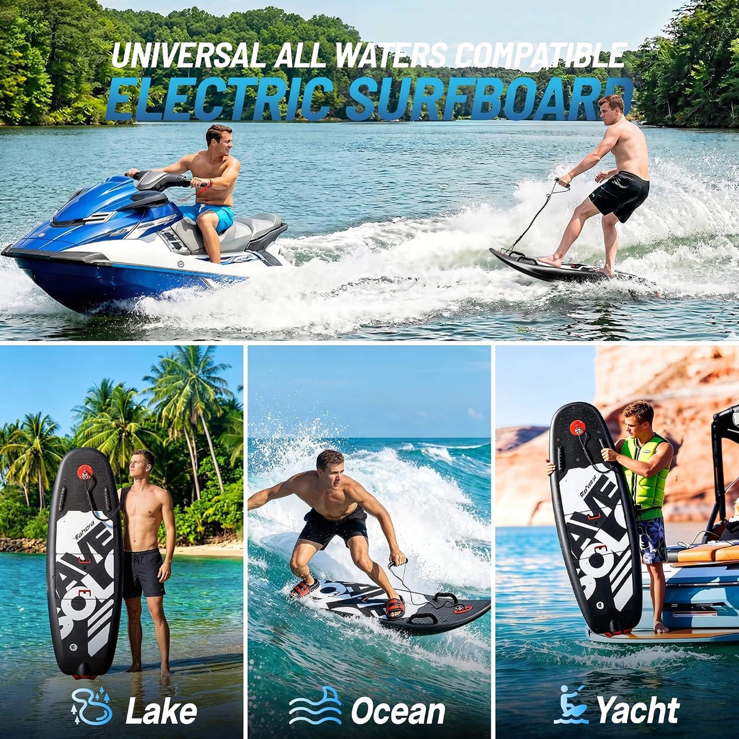 JHS Premium Dual-Speed 12KW Self-Powered Electric Motorized Surfboard (SAK63184)