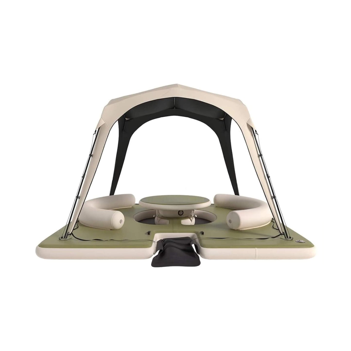 [11X11FT] Premium Floating Dock Lounge With With Ladder, Double Seats, Table, And Canopy (SAK49273)