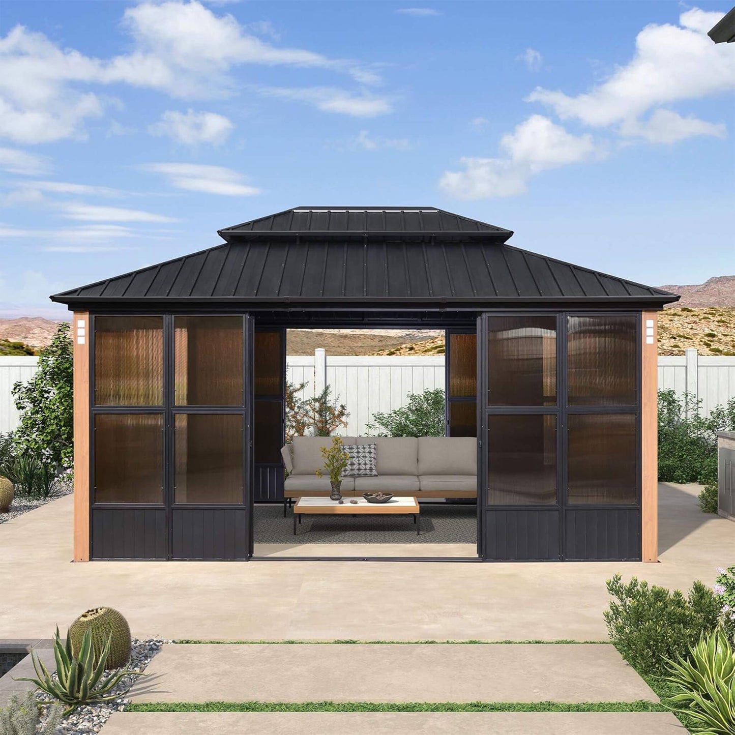 Alora Prestige Premium Hardtop Double Top Outdoor Patio Solarium Sunroom (SAK43078)