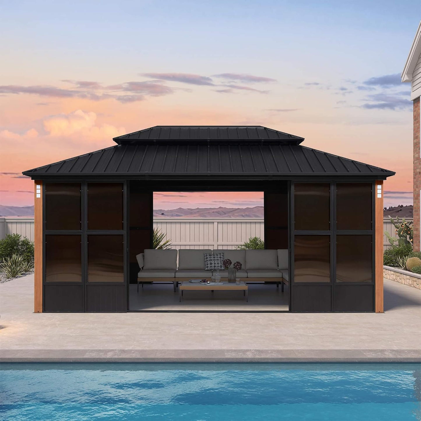 Alora Prestige Premium Hardtop Double Top Outdoor Patio Solarium Sunroom (SAK43078)