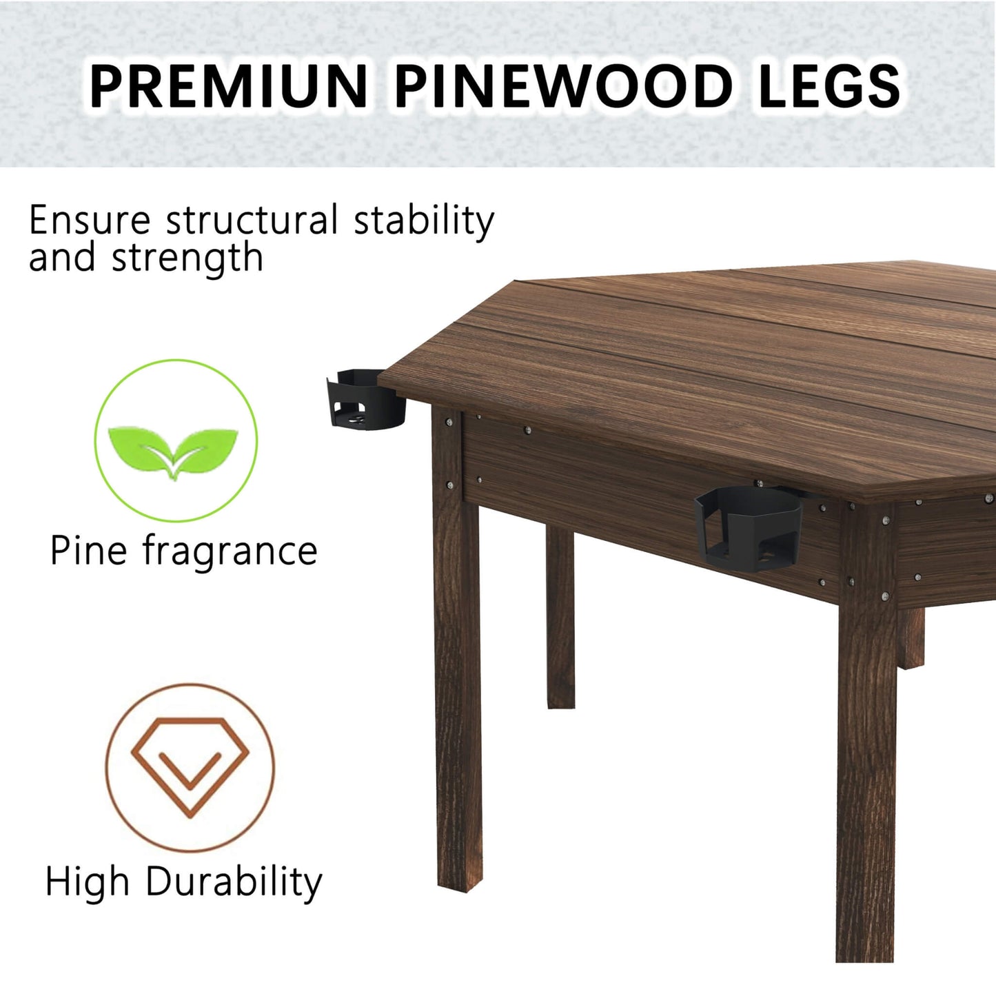 Premium 6-Person Hexagonal Game And Dining Table With Top, Mat And Cup Holders (SAK67845)