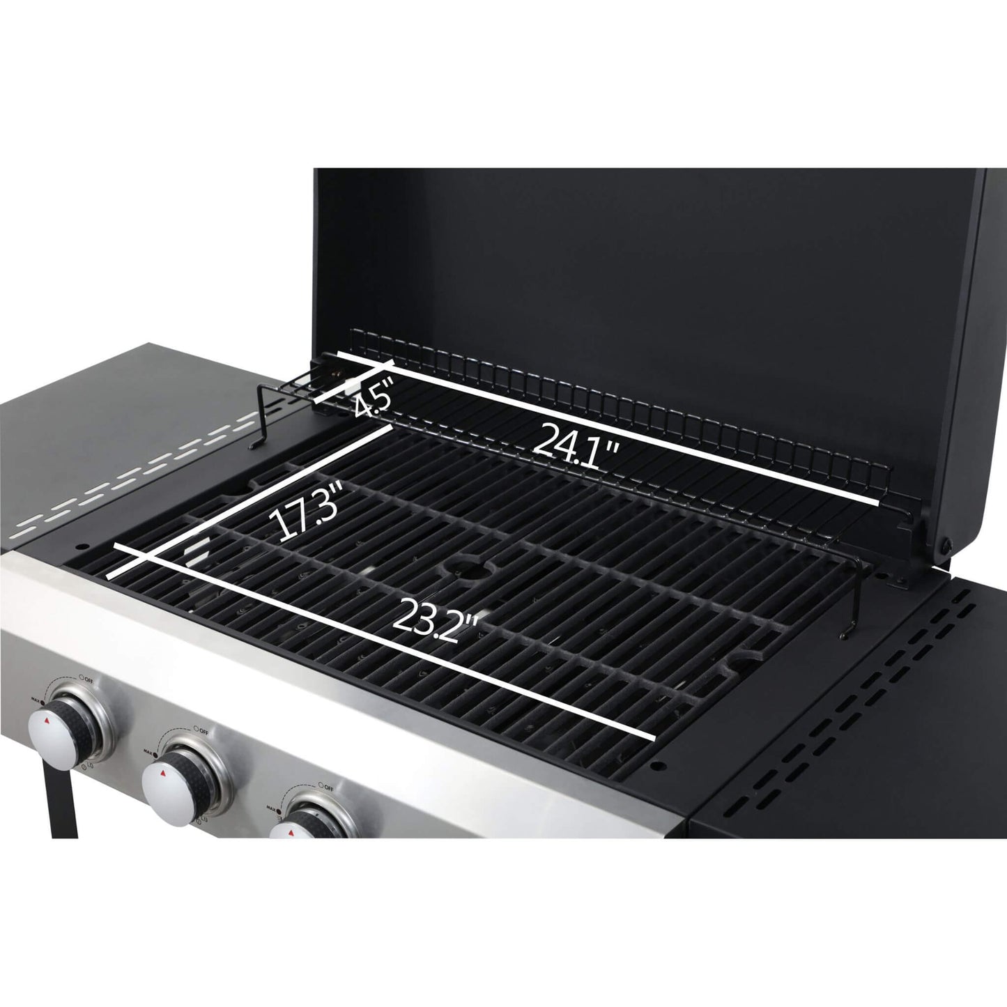 Premium Outdoor 4-Burner Propane BBQ Grill With Foldable Side Tables, Hanging Basket, And Cooking Grids (SAK53213)