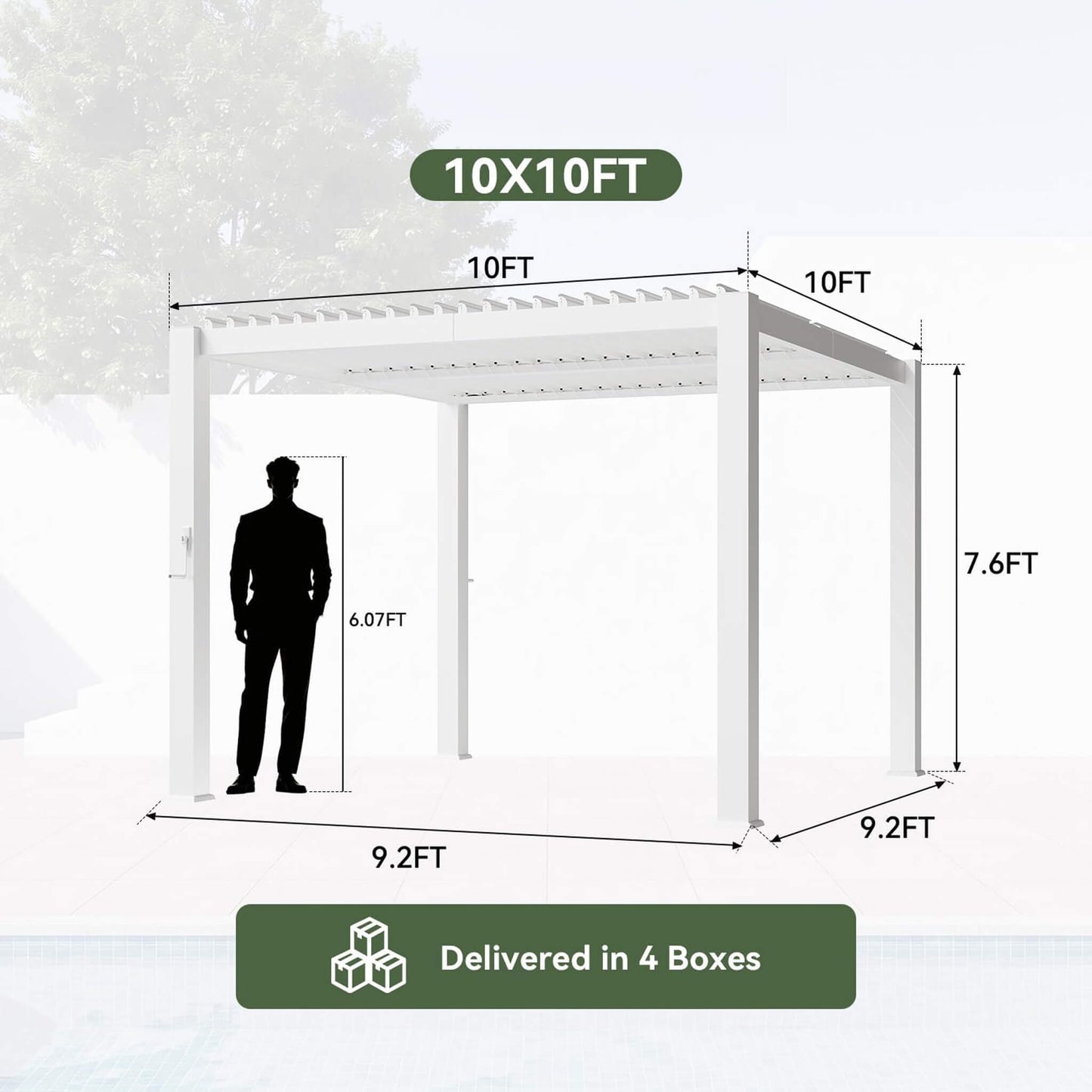 Alora Premium White Outdoor Metal Louvered Pergola With Drainage System (SAK87265)