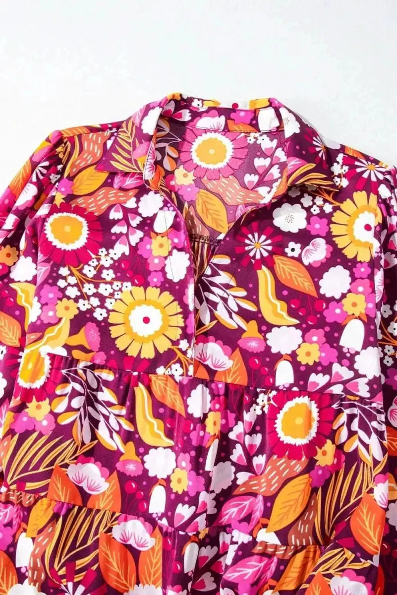 Dresses Trendsi Printed Midi Dress Women's Casual Long Sleeve Pocketed Dress