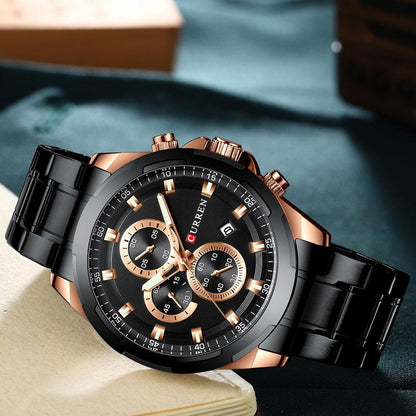 Men's  Water Resistant Watch With Chronometers Day View Unique Design Perfect Gift