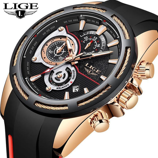 Men's Waterproof Modern Watch With Rubber Straps Multifunction Watches Unique Design Perfect Gift
