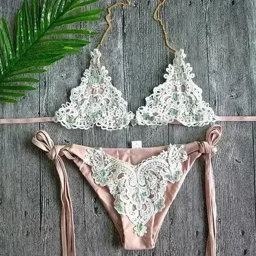 Jeweled Bikini Crochet Jewelry Bikini Set two pieces Swimsuit Crystal