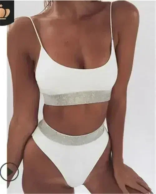 Two-Pieces Sexy Women Sequined Crystal Bikini Set Ladies Rhinestone
