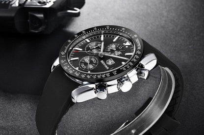 New Men Silver Blue Watch Business Analog Chronogragh Full Steel Luxury Casual Male Waterproof Sports Design Watches