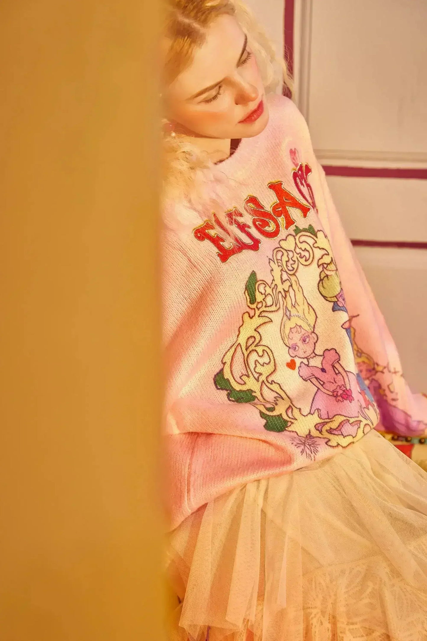Harajuku Cartoon Jacquard Casual Pullover Knit Sweaters Women,Spring