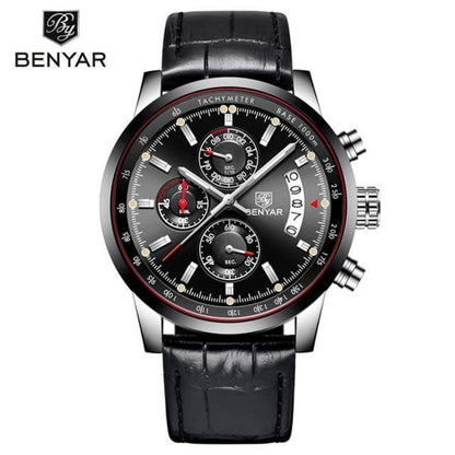 Stylish Wrist Watch For Men Genuine Leather Strap Watch Perfect Quartz Movement And Scratch Resistant Analog Chronograph Business Watches