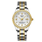 Business Black Couple Watches Top Luxury Mens Watches Auto Date Quartz Wristwatch Gold Watch Men Diamond Stainless Steel Waterproof Luminous Business Casual Luxury Watch For Men