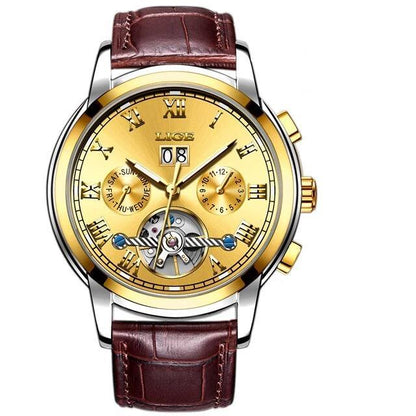 Business Men's Waterproof Watch With Chronometers Date Large Roman Numerals And Decorative Spiral