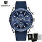 New Men Silver Blue Watch Business Analog Chronogragh Full Steel Luxury Casual Male Waterproof Sports Design Watches
