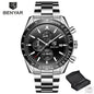 New Men Silver Blue Watch Business Analog Chronogragh Full Steel Luxury Casual Male Waterproof Sports Design Watches