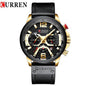 Men's Sports Waterproof Watch With Leather Belts, Chronometers And Large Numbers Details Luxury Watches Unique Design Excellent Gift
