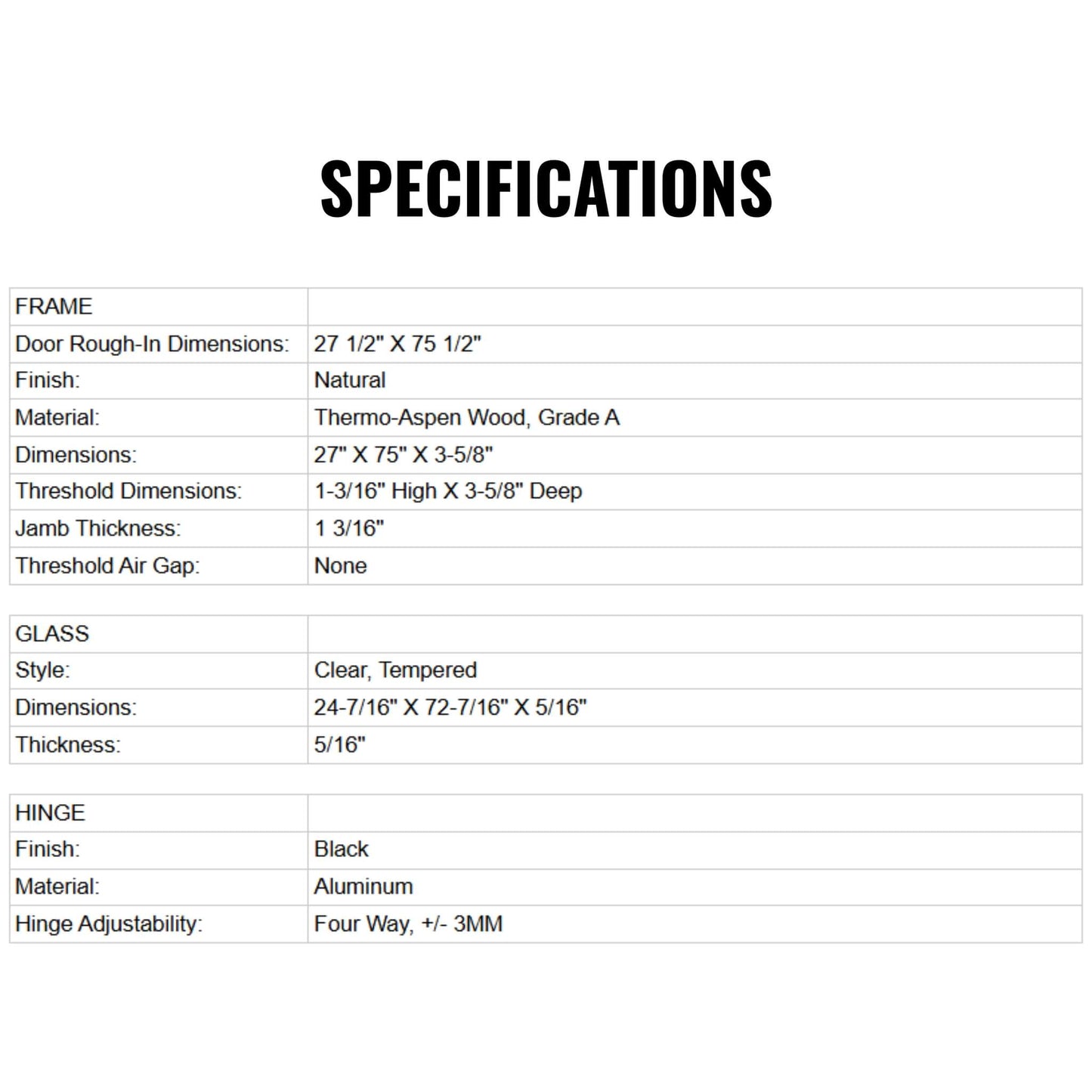 Prosaunas 24X73-Inch Thermo-Aspen Prehung Clear Glass Sauna Door (SAK69708)
