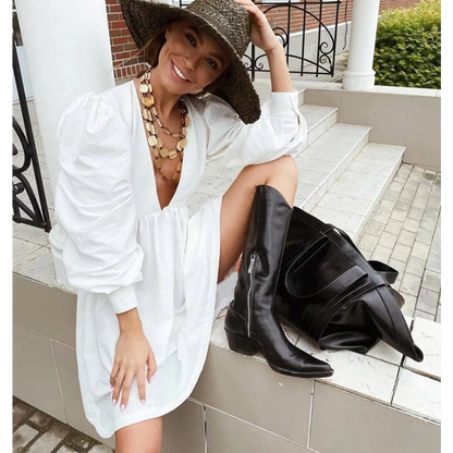 Puff Sleeve Mini Dress