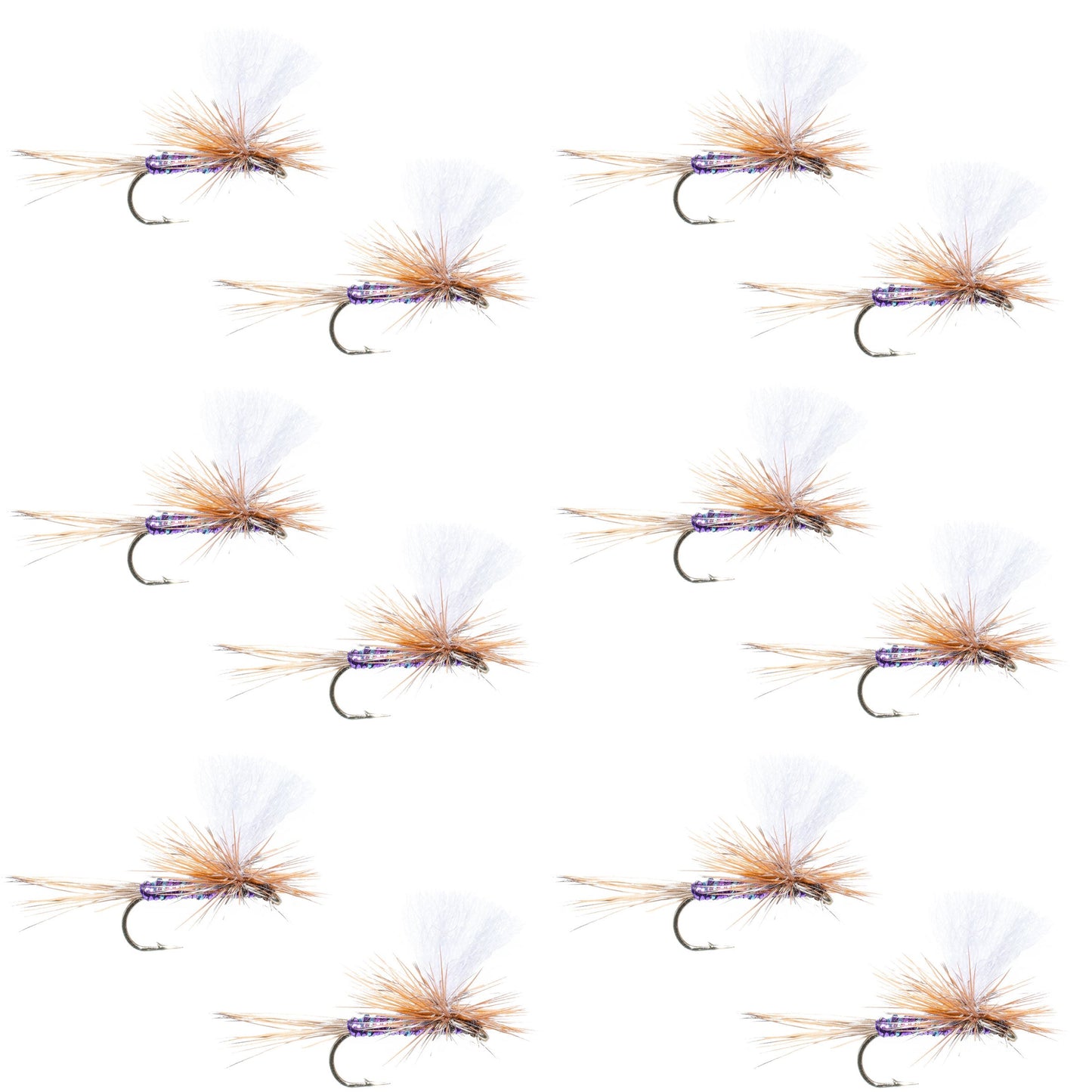 Parachute Super Flash Purple Haze Dry Fly - 12 Flies Size 14