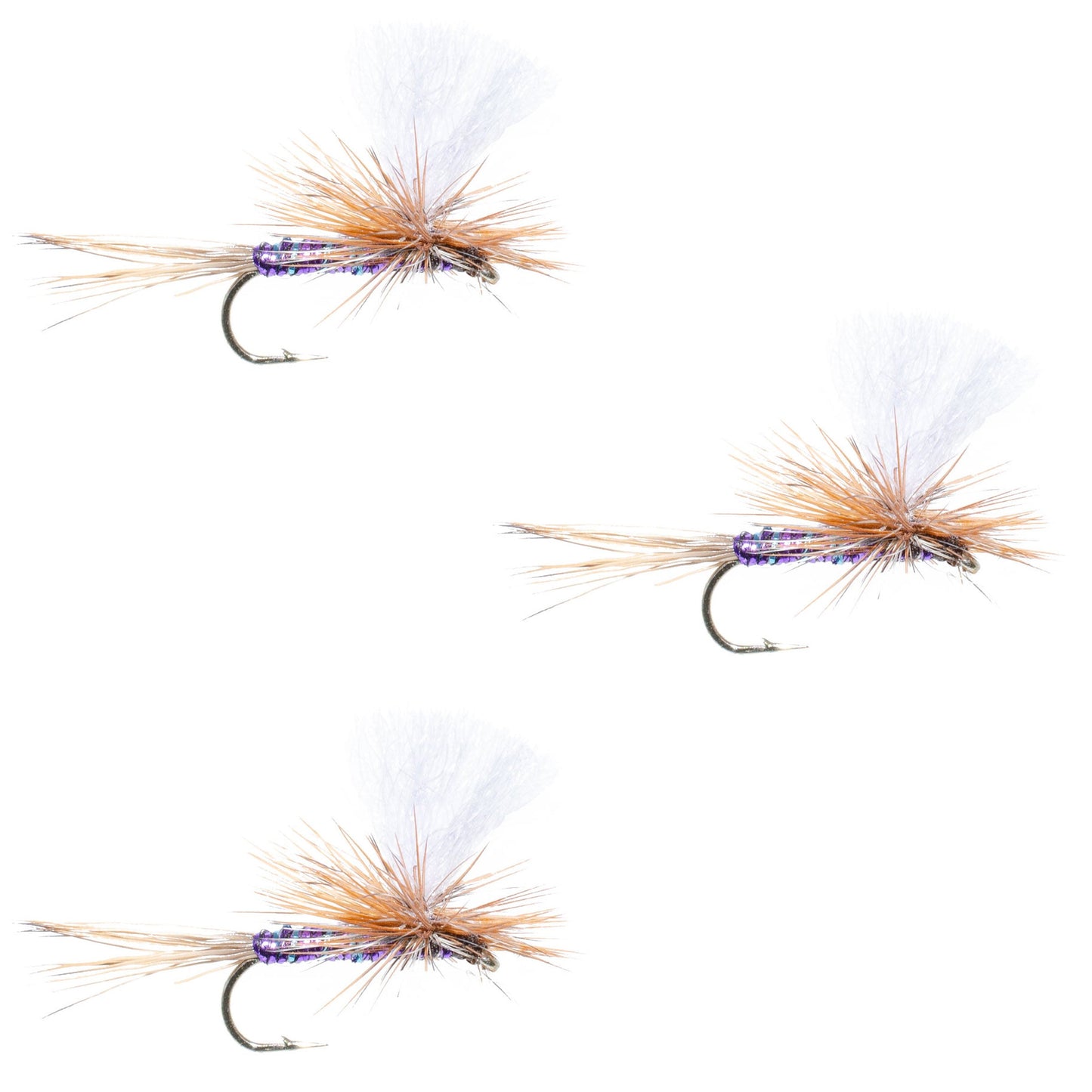 3 Pack Parachute Super Flash Purple Haze Dry Fly - Size 12