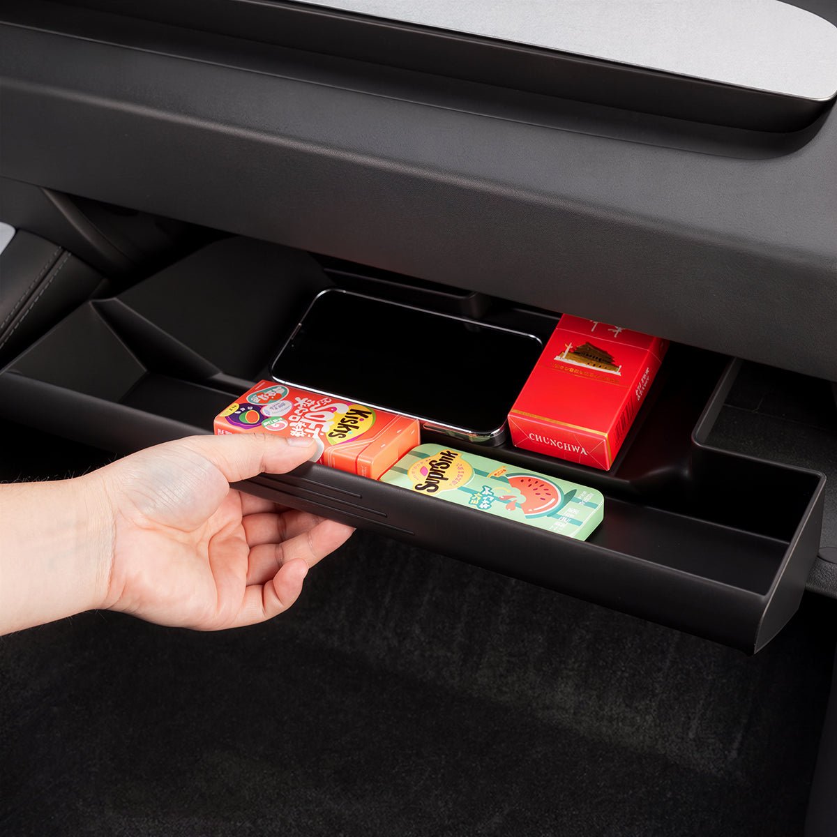 Push-Pull Glovebox Storage Case for Tesla Model 3 Highland / Model Y Juniper / YL (LHD)