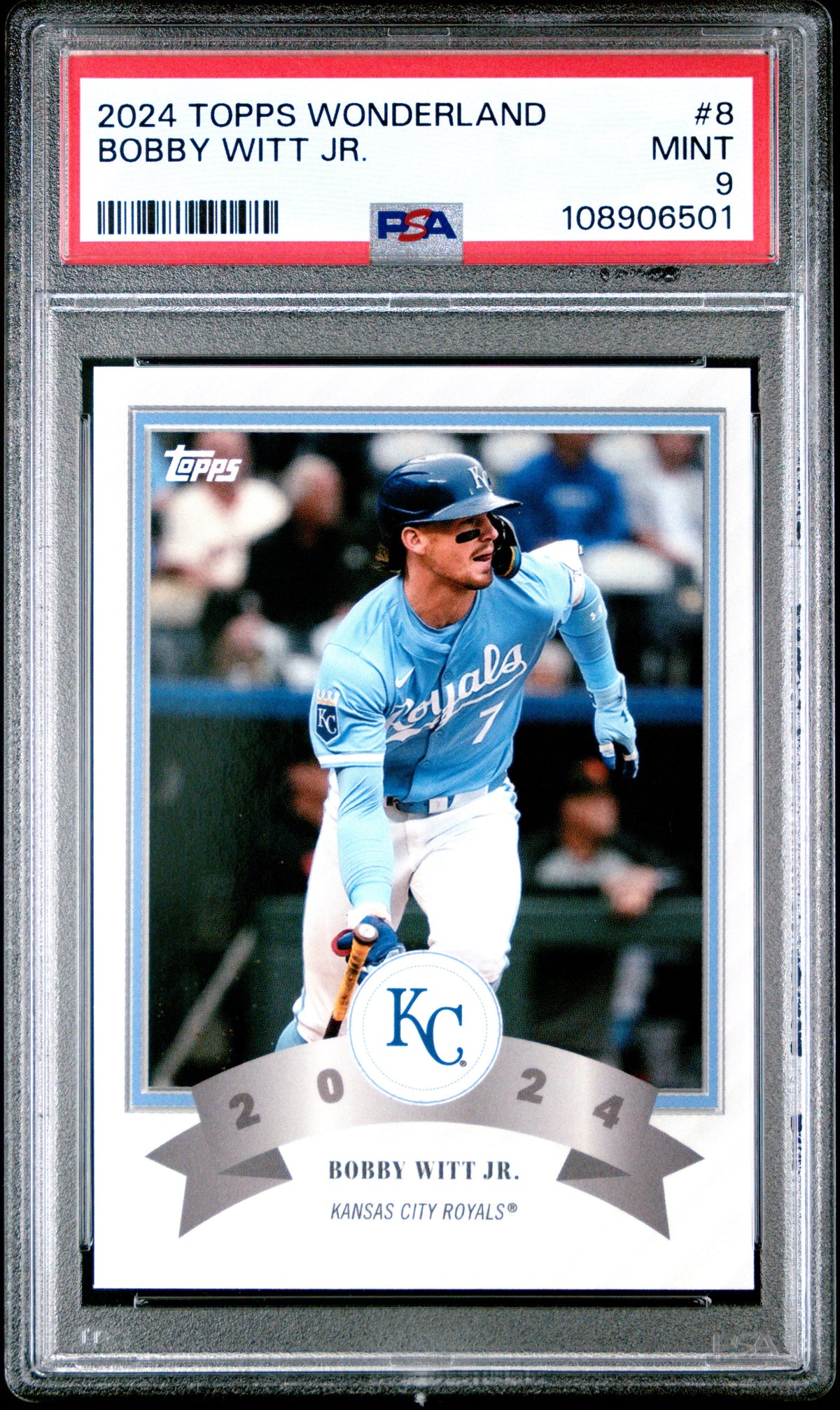 Graded 2024 Topps Wonderland Bobby Witt Jr. #8 Baseball Card PSA 9 Near Mint
