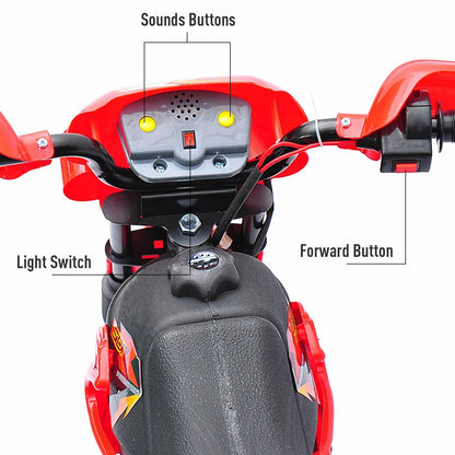 Qaba 6V Kids Electric Ride-On Motorcycle Dirt Bike with Trailer Toy