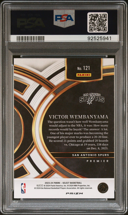 Graded 2023 Panini Select Victor Wembanyama #121 Red Cracked Ice Rookie RC Basketball Card PSA 10 Gem Mint