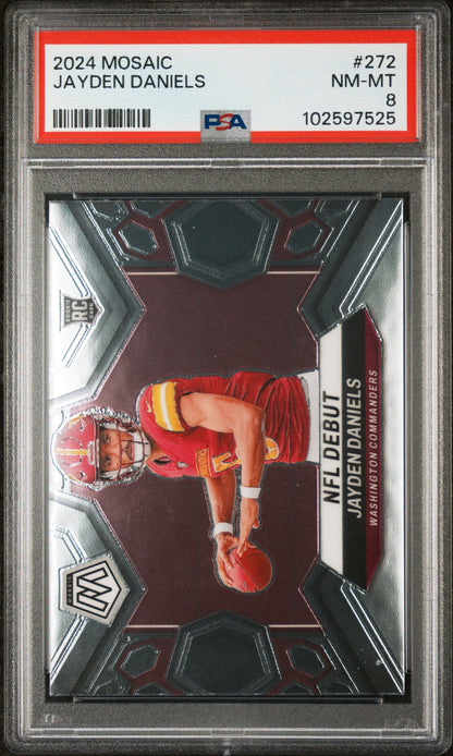 Graded 2024 Panini Mosaic Jayden Daniels #272 Rookie RC Football Card PSA 8 Near Mint